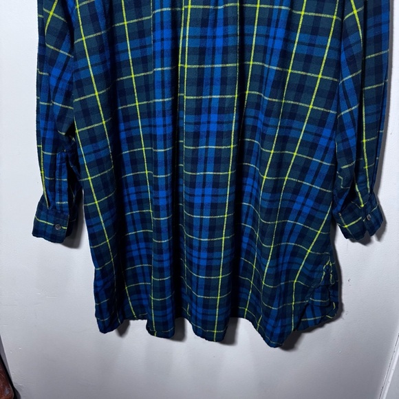 Joe Fresh Green Plaid Button Down Tunic Top Size 3x 100% Cotton - Picture 7 of 8
